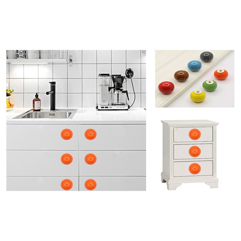 Kast Knoppen Keramische Kastdeur Pull Candy Kleur Kast Kledingkast Lade Bal Ronde Single-Gat Pull Hand Lade Handvat