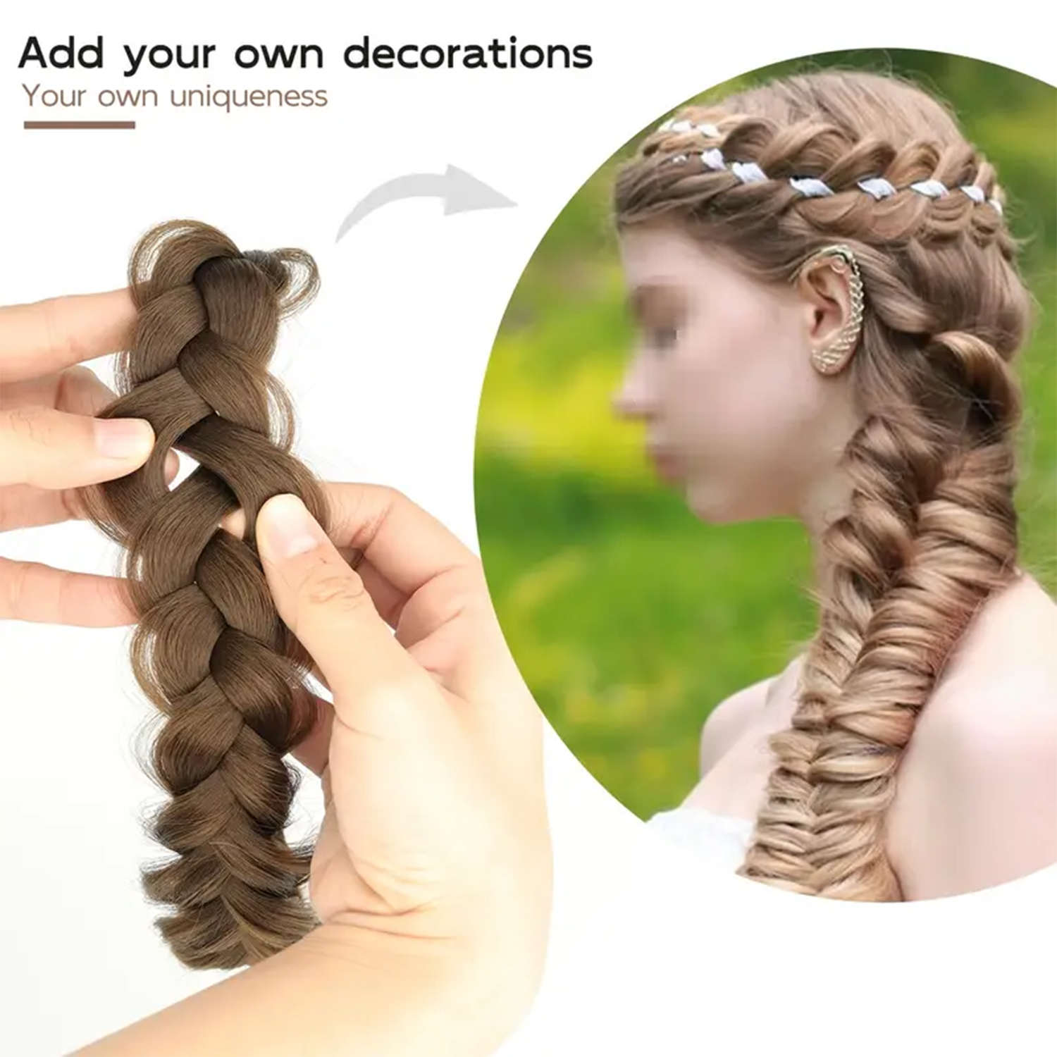 Synthetic Hair Braided Headband With Elastic Band Style Black Brown Girls Braided Headwear Hair Accessories Suitable For Women