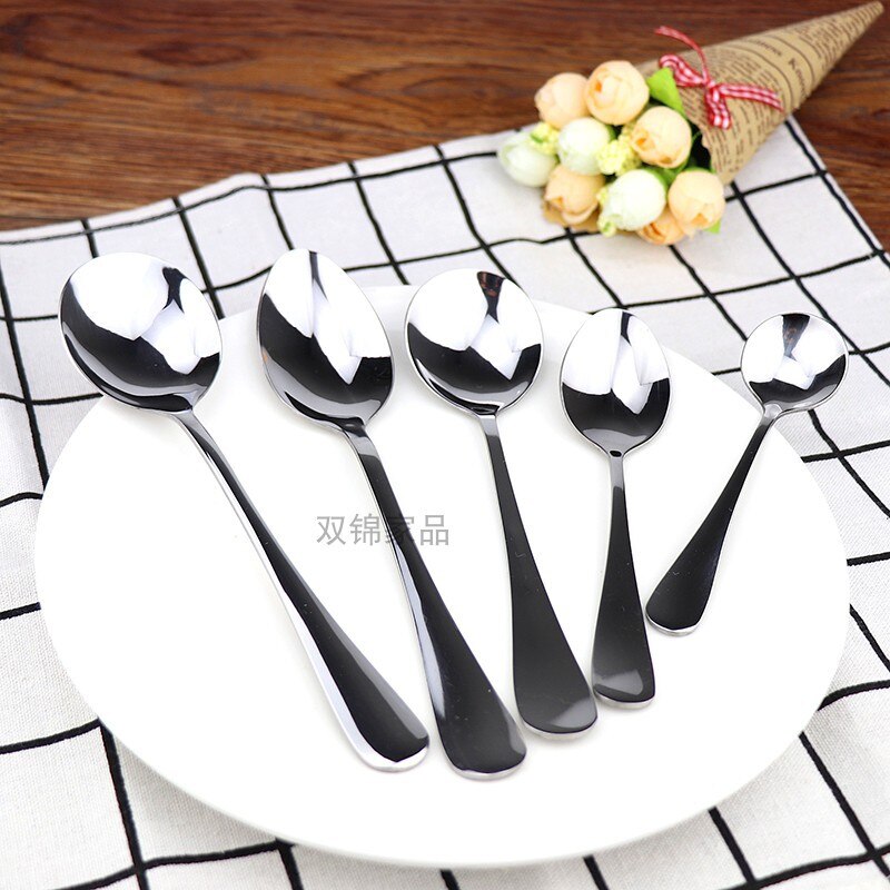 Extra Thick Spoon Stainless Steel Household Western Food Iron Children Big Dessert
