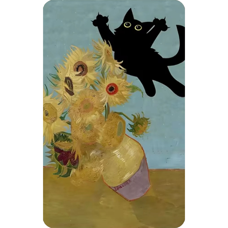 Funny Art Matisse Monet Black Cat Van Gogh Refrigerator Magnet,suitable for Home Kitchen,refrigerator Wall Door,officedecoration: Lavender