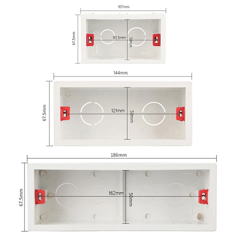 Wall Mounting Box Junction Boxes Bottom Cassette for Light Switch Socket 186mm 144mm 107mm Decoration Home Universal Model 118
