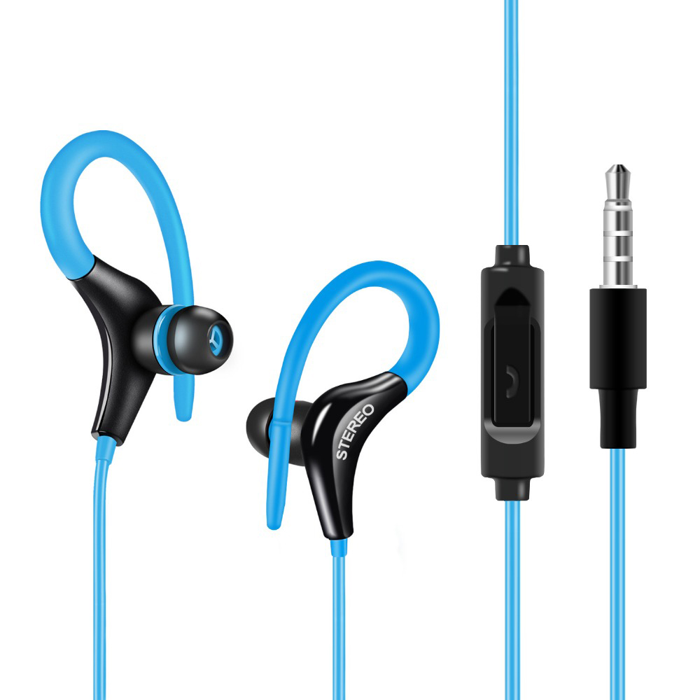 Mode Wired Sport Hoofdtelefoon Stereo Bass Oortelefoon Gaming Oordopjes Running Koptelefoon Met Mic Oorhaak Headset Voor Telefoons Xiaomi: Blue