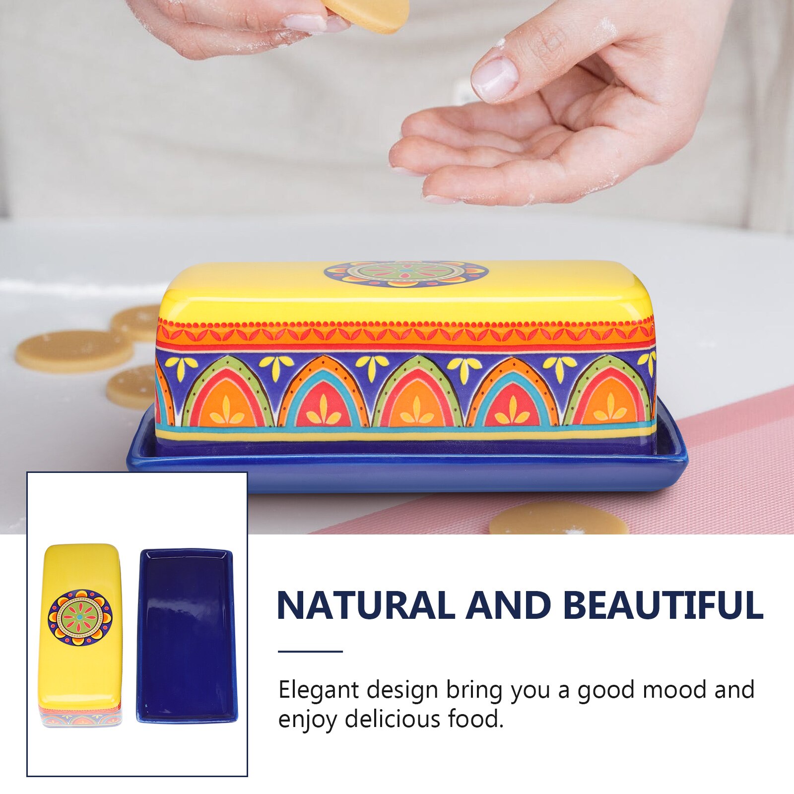 1pc American Style Butter Dish Delicate Ceramic Butter Box Butter Container