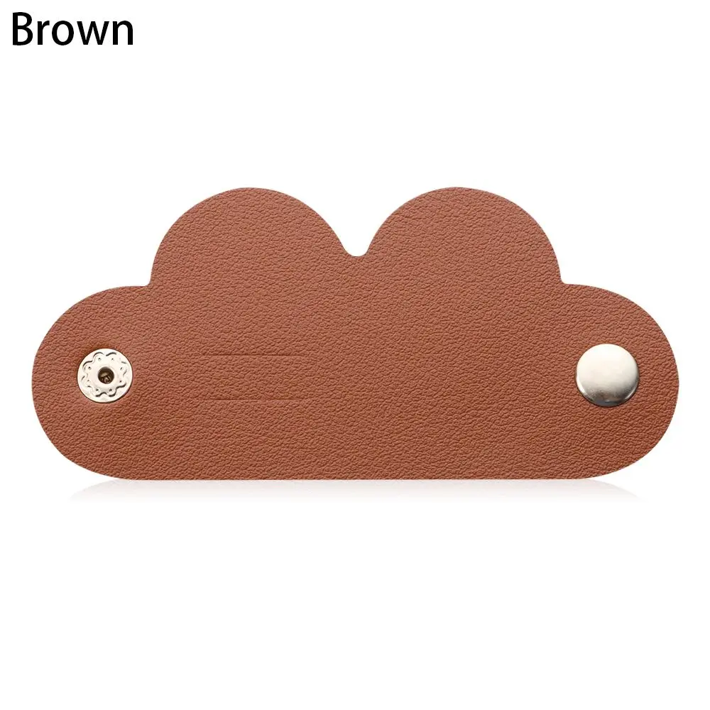 1Pcs Cute Leather Cable Winder Solid Color Earphone Cord Organizer Charger Cable Protector Clips Winder Tie Cable Management
