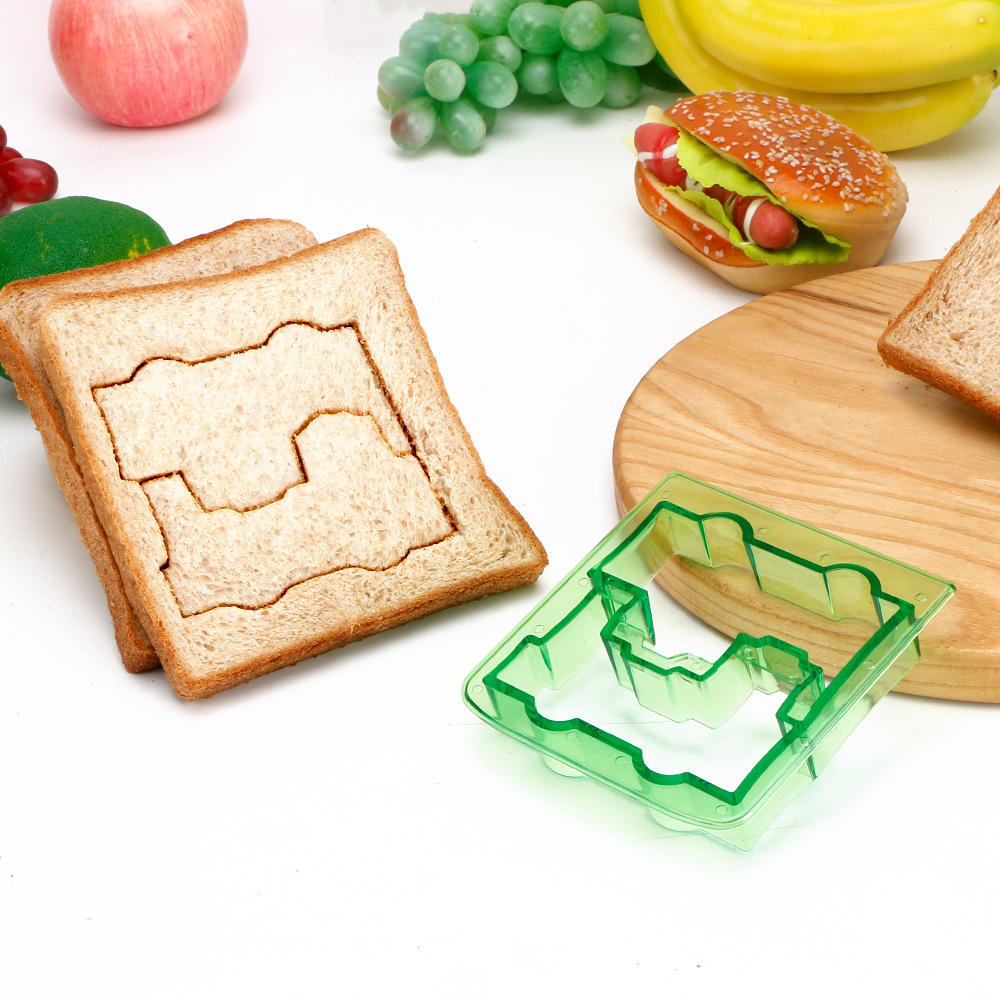 Molde cortador de sándwich con forma de corazón y estrella, cuchillo para pan, molde para galletas, sellador de sándwich, herramientas de pastelería para hornear, máquina para hacer almuerzo para niños: Castaño