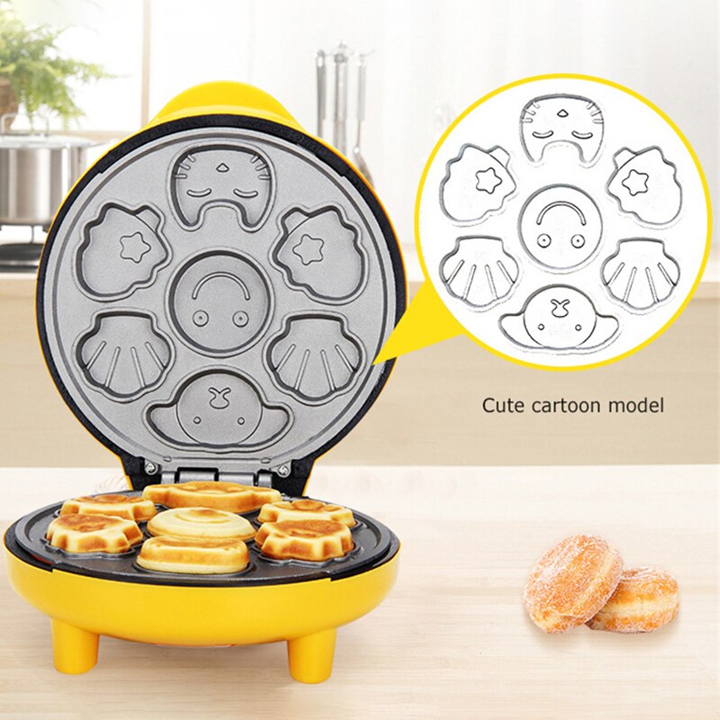 Household Cake Breakfast Baking Machine 7 Holes Cake Maker 1000W Waffle Maker Dual Non-stick Automatic Bread Maker Machine