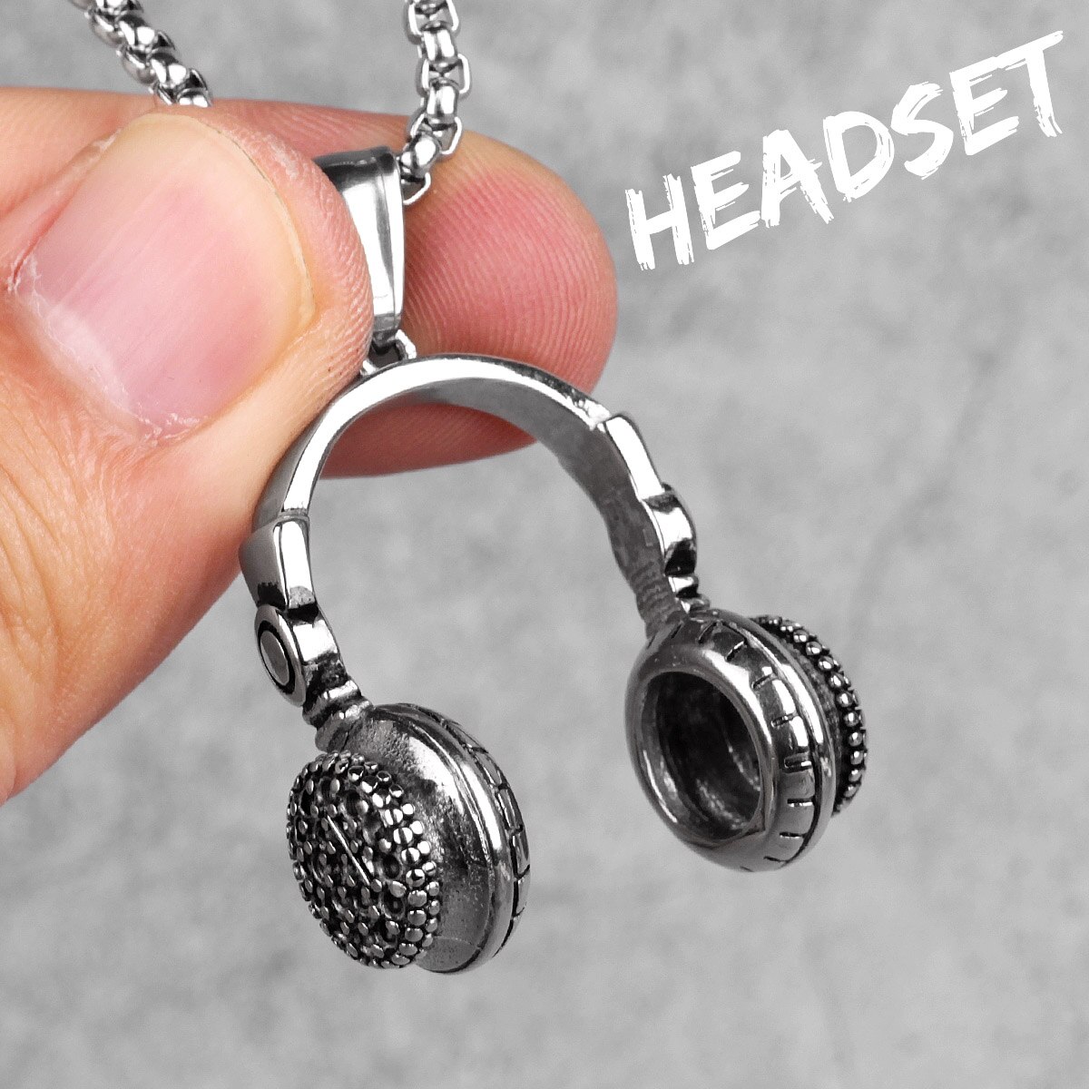 Headset Kopfhörer Gold Herren Lange Halsketten Anhänger Kette Hip Hop für Junge Männliche Edelstahl Schmuck Kreativität: N311-Silver Headset / 70 cm