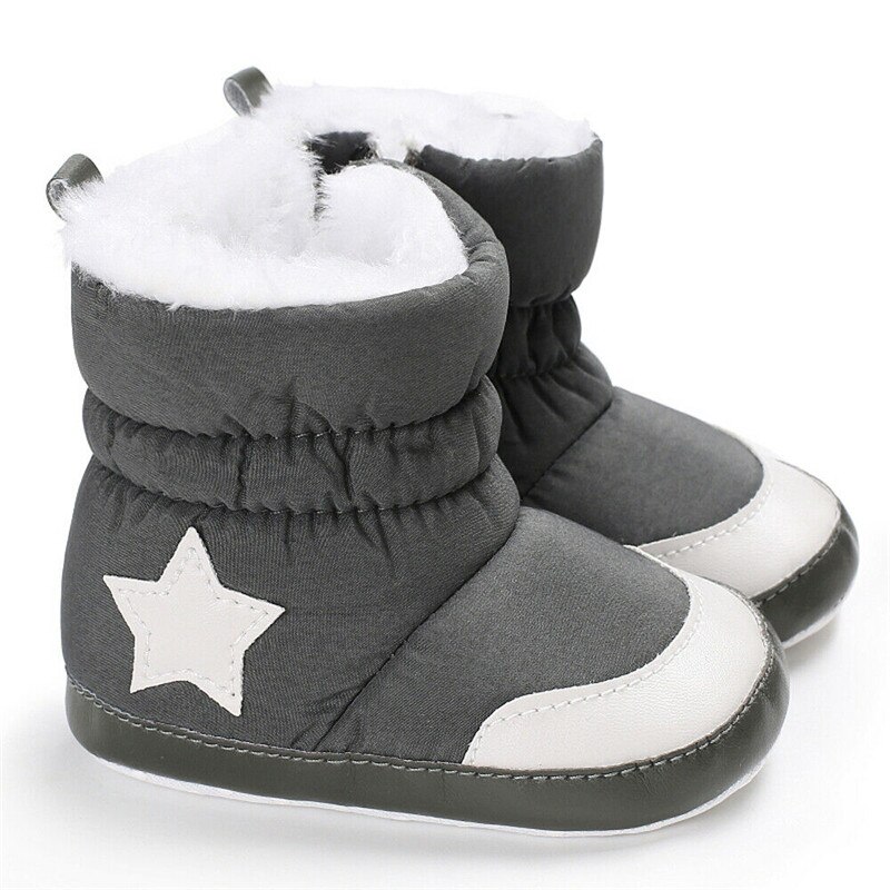 Baby Kids Furry Winter Warm Winter Snowboots Booties Water-Proof Sneakers Meisjes Jongens Martin Laarzen Crib Schoenen Prewalkers 0-18M: Grijs / 7-12 Months