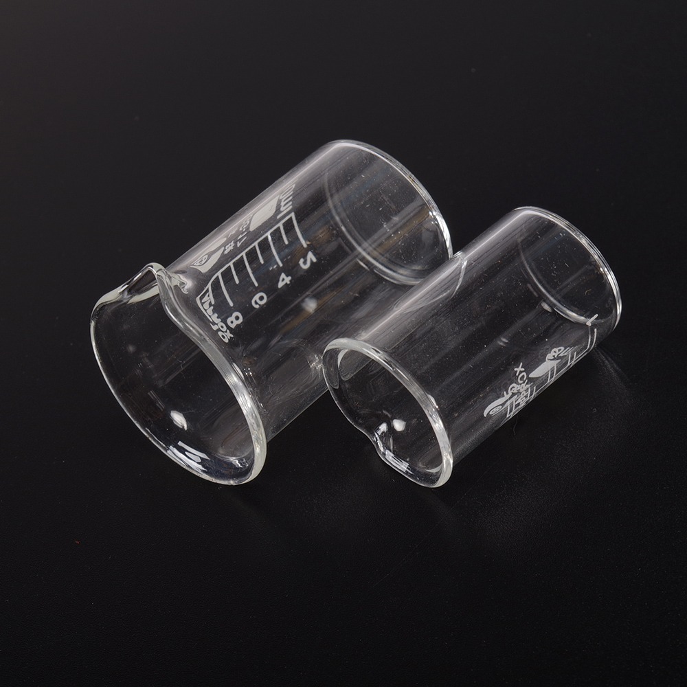 5ml/10ml/50ml/100ml genomskinliga glasmätbägare bägare kemi lab glasskola kontorsmaterial