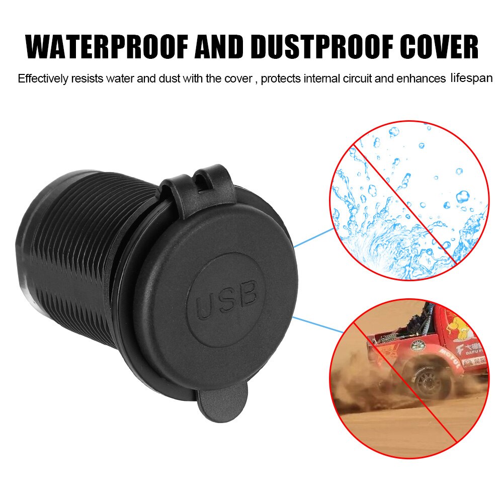 LEEPEE 12-24V 2 Port USB Dual USB Charger Power Adapter Socket 5V 4.2A output for Auto Marine Motorcycle Truck LED Blue Light