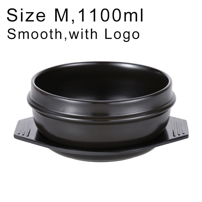 Korean Cuisine Dolsot Stone Bowl for Bibimbap Jjiage Ceramic Soup Ramen Bowls With Tray Packing Ceramic Bowl: Smooth 1100ml