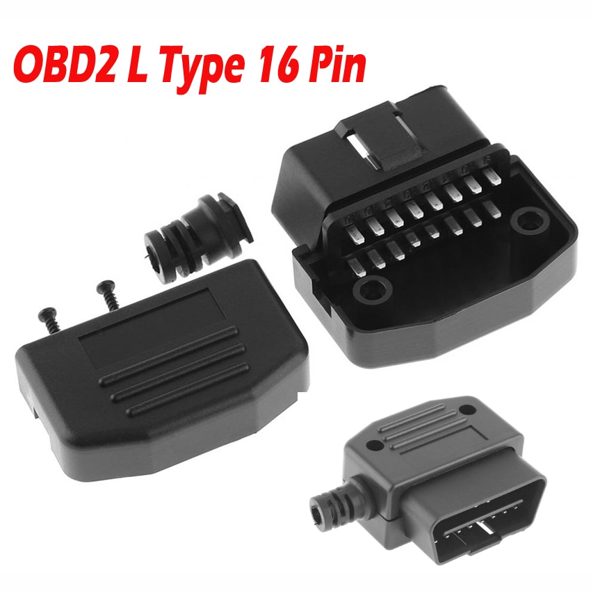 Een obd ii obd 2 l type 16 pin mannelijke autoscanner vervangt connector kabel draad aansluitingen connector stekker met behuizing en schroef
