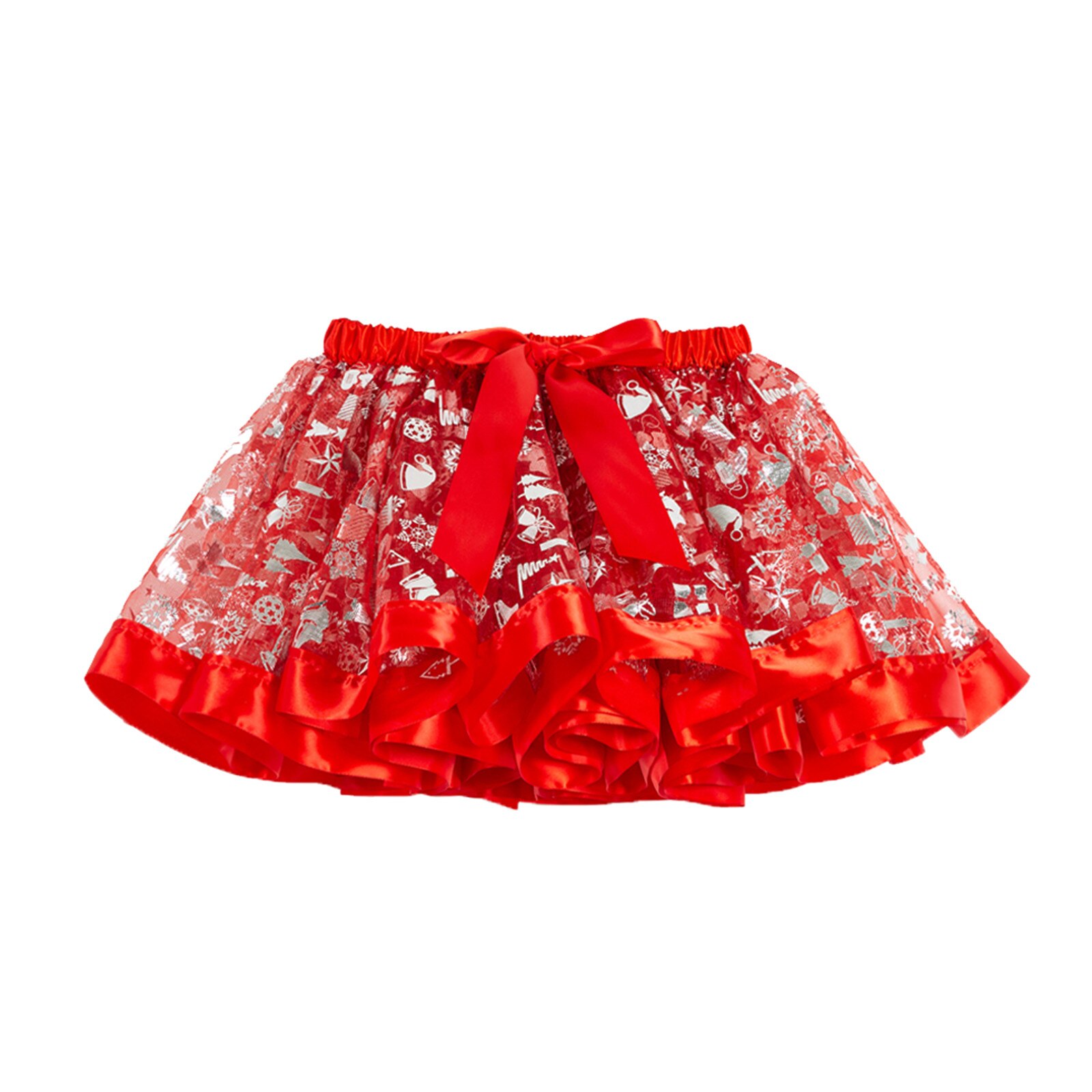 Natal crianças meninas tutu saia dos desenhos animados paillette natal bailarina pettiskirt ballet princesa festa dança traje tule saia: Prata / M for 5-8 Years