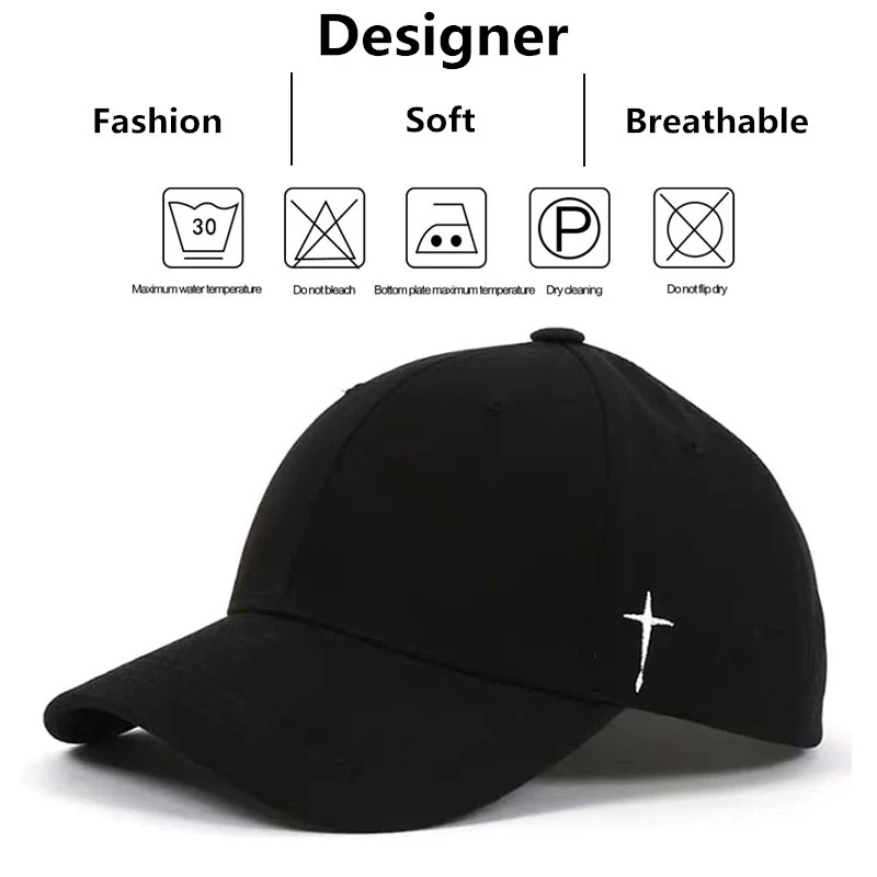 Gorras de béisbol con bordado de gota de agua cruzada Simple Unisex, sombrero informal ajustable para exteriores para primavera y otoño, sombrero protector solar