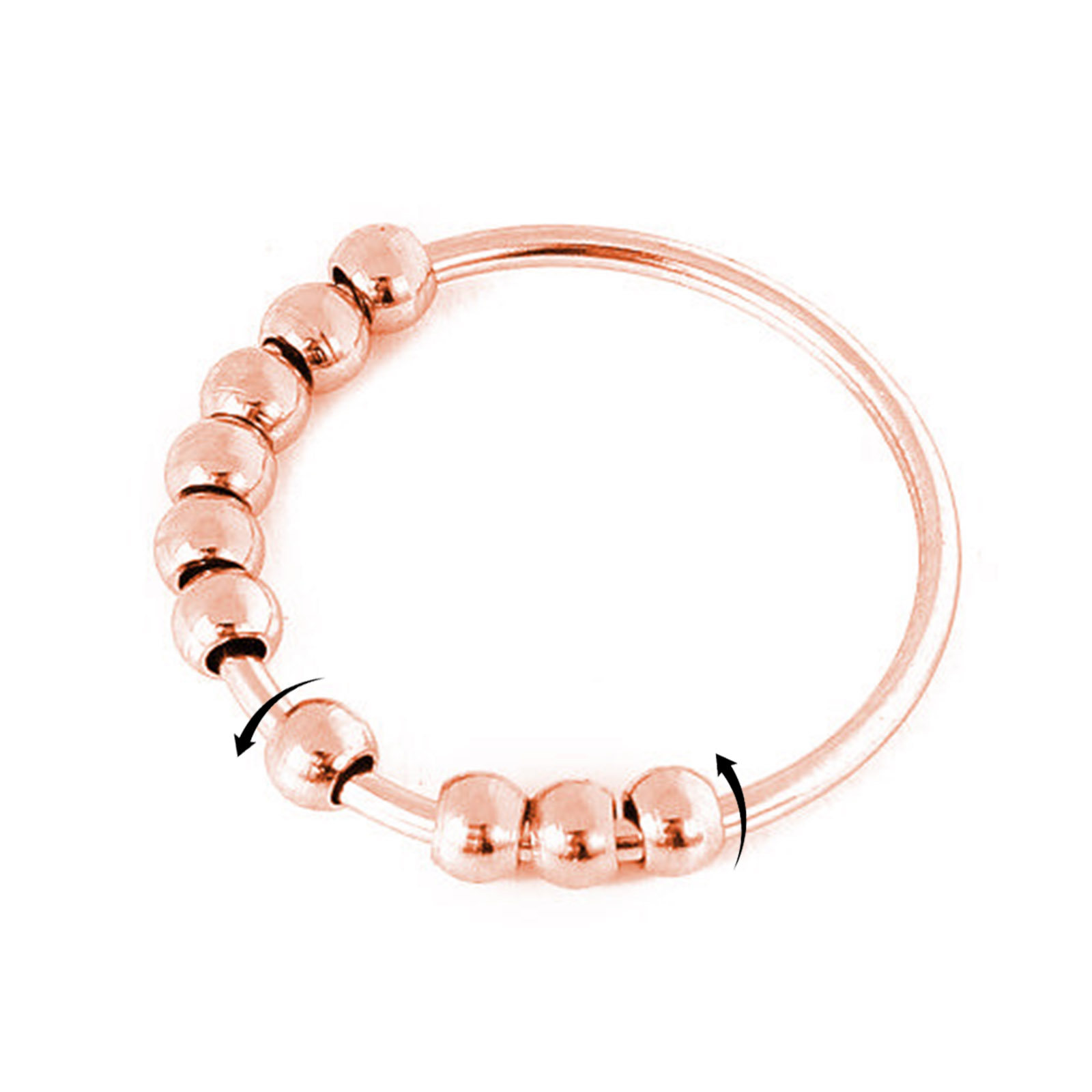Simpel kobber ujusterbar stressaflastende angstring med perler fidget spinnerringe roterbare runde perler damesmykker: Størrelse 6 / Rose guld