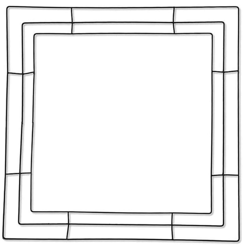 Square Metal Wreath Frame DIY Front Door Art Crafts Garland Iron Wire Hanging Ring for Christmas Wedding Decor P15F: BK-30