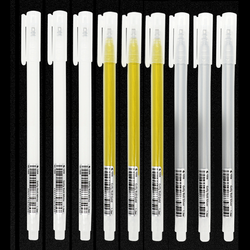 3/9 unids/set 0,6mm tinta blanca dorada plateada Color álbum de fotos bolígrafo de Gel papelería oficina lindo Scrapbooking pluma de gran capacidad para niños: Gris claro
