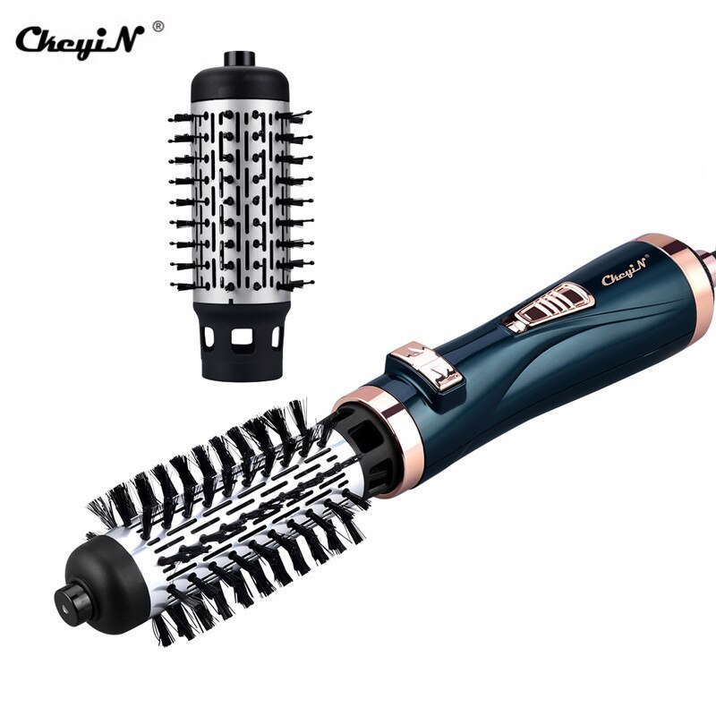 Electric Volumizer Hair Curler Air Hair Dryer Salon Straightener Rotating One Step Heat Air Comb Styling Brush: Green 274