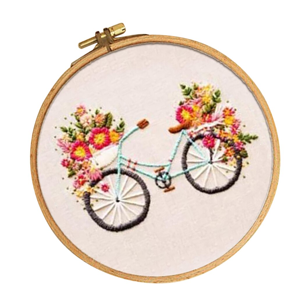 Embroidery Starter Kit with Pattern Embroidery Hoop (15cm), Pre-printed Cloth, DIY Needlework Kits