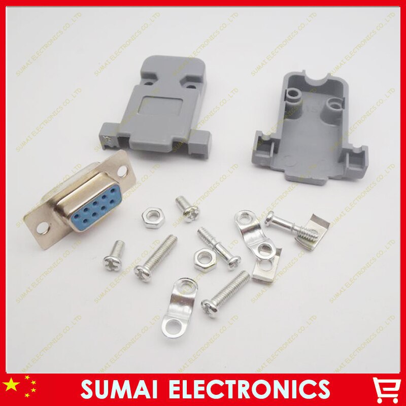 DB9 female plug + plastic shell female set DB9 female connector