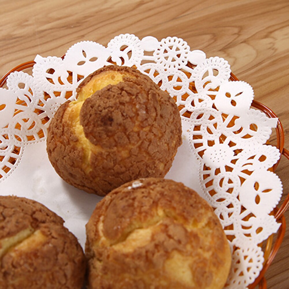 160Pcs 10.5/11.5/12.5 Inch Wegwerp Cake Papieren Borden Ronde Kleedje Kant Snack Papier Placemat Voor Desserts vinger Voedsel Muffins