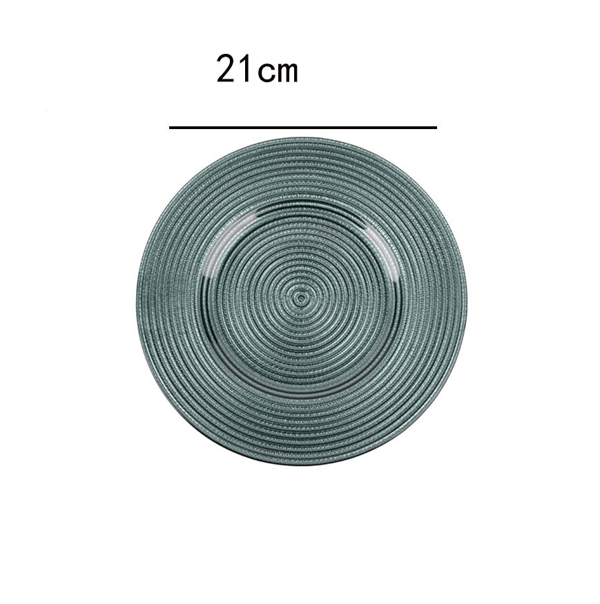 Modern Sales Office Cafe Restaurant Western Tableware Set Glass Plate Dinner Plate Round White Marble Tray Dining Table Ornament: 5