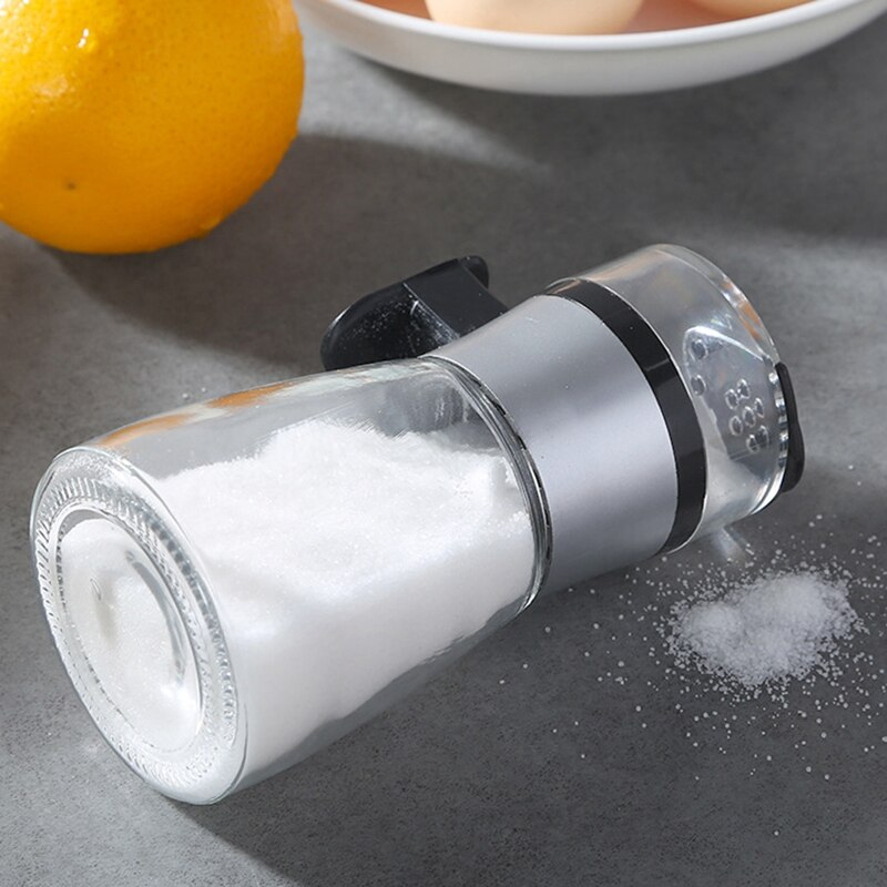 Glass Sealed Moisture-Proof Salt Sugar Bottle Spice Pepper Shaker 5G Push Type Spice Jar Kitchen Gadgets,2 Pcs
