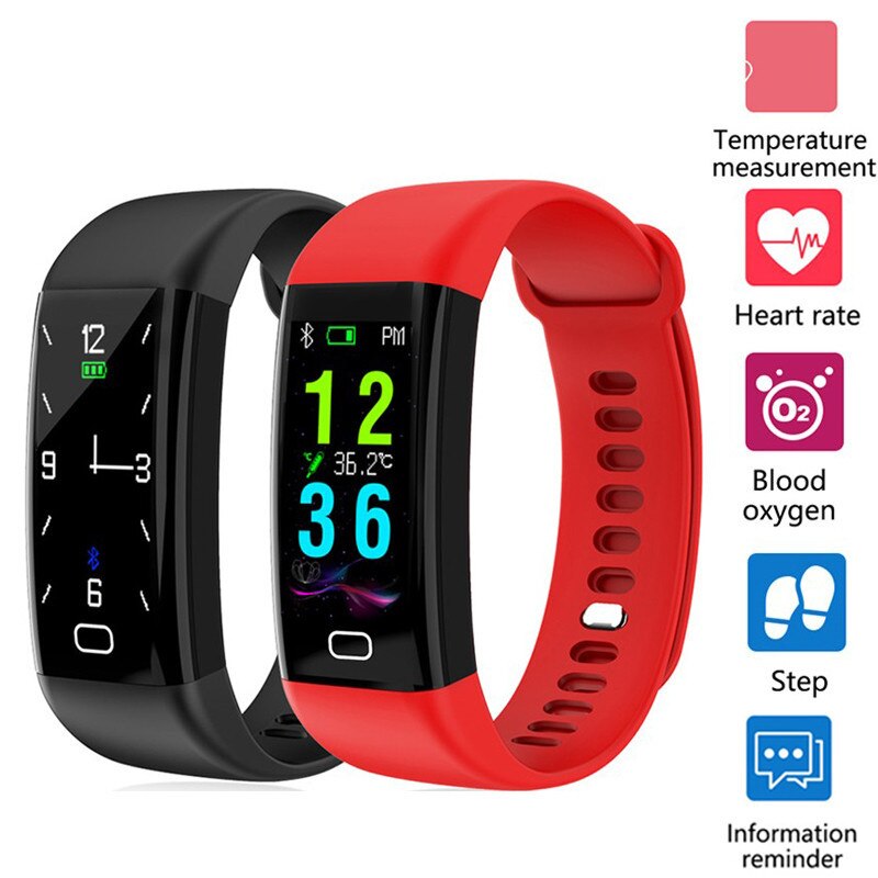 F77 Smart Polsbandjes Lichaamstemperatuur Professionele Waterdichte Fitness Armband Sport Tracker Alarm Passometer Smartwatch