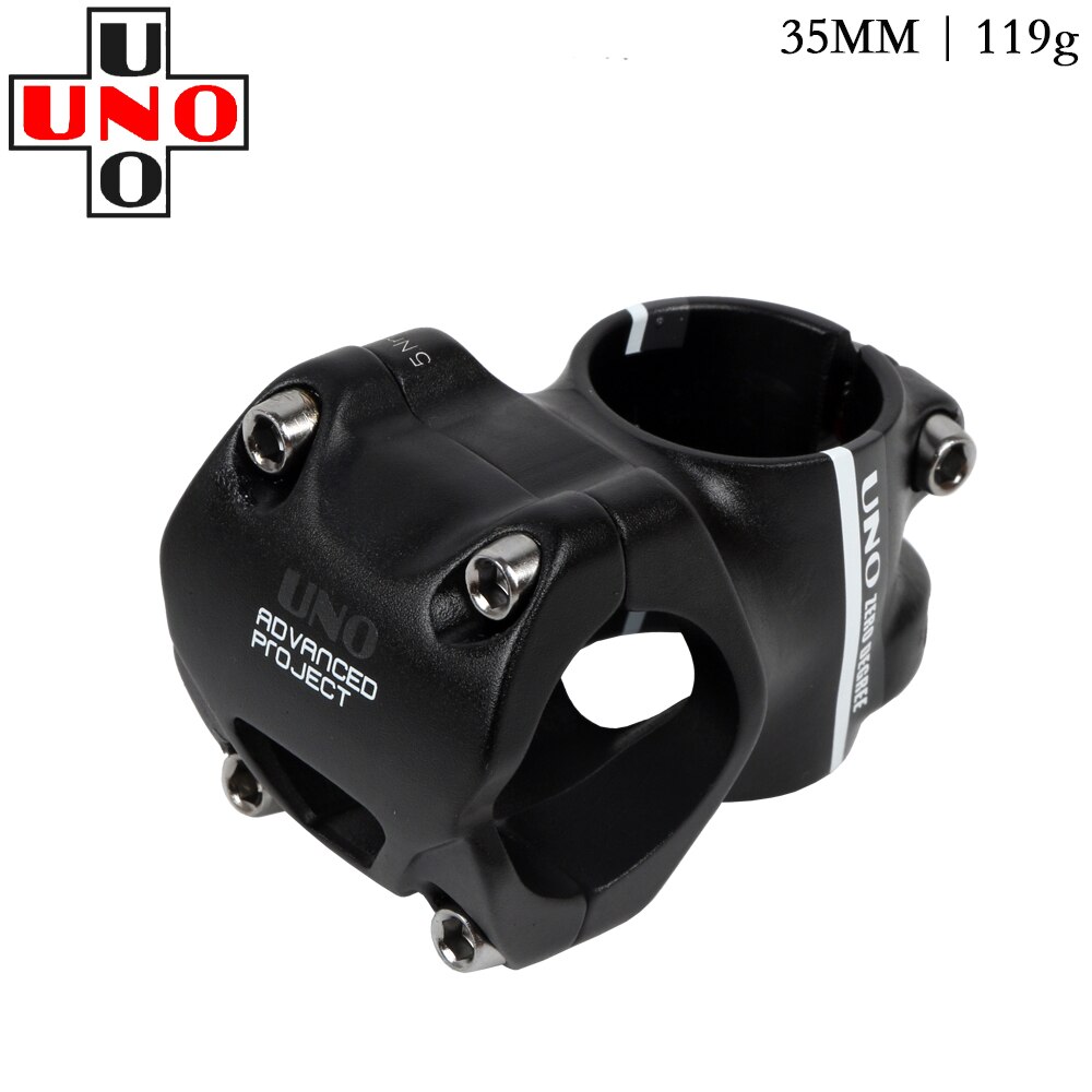 UNO AM DH Mountain Bike Stem 0 Degrees 35/45mm CNC 31.8 Road Bicycle Handlebar Stem: 0 degrees 35mm gray