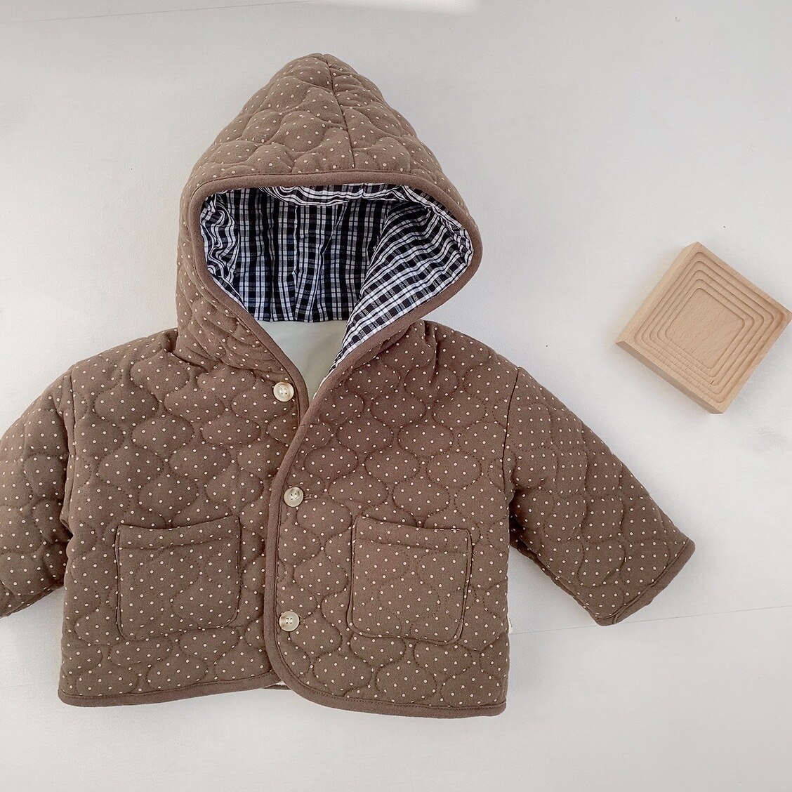 Koreaanse Stijl Pasgeboren Baby Winter Kleding Mode Baby Peuter Hooded Warm Overjas Polk Dots Jongens Meisjes Jas Dikke Bovenkleding