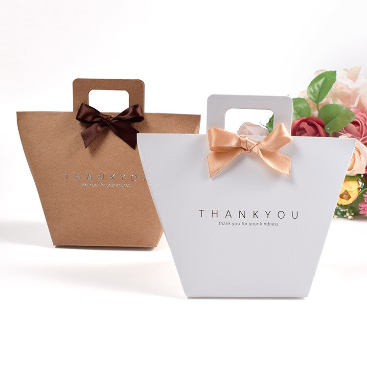 20pcs 9.5*9.12cm Simplicity Solid Color Box Colorful Printed Protable Kraft Paper Giveaways Packaging Bag