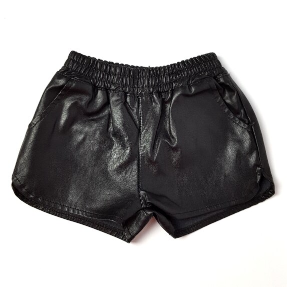 Sommer forår baby pigeshorts imiteret læder drengeshorts unisex børnetøj småbørns pu shorts til piger tøj menina: Sort / 4t