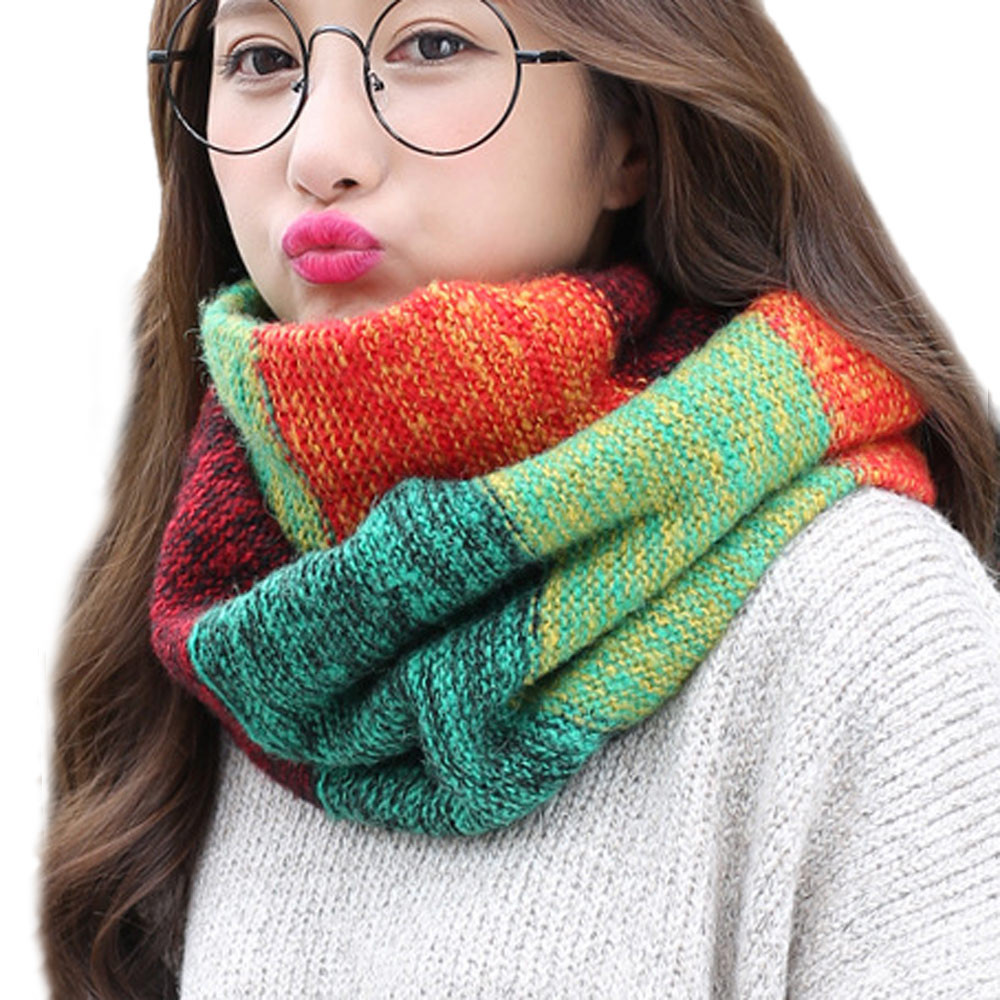 autumn Winter Women Warm Knit Neck Circle Cowl Snood Multi-purpose Scarf f Long Scarf Shawl Wrap Ring2020#1004: F