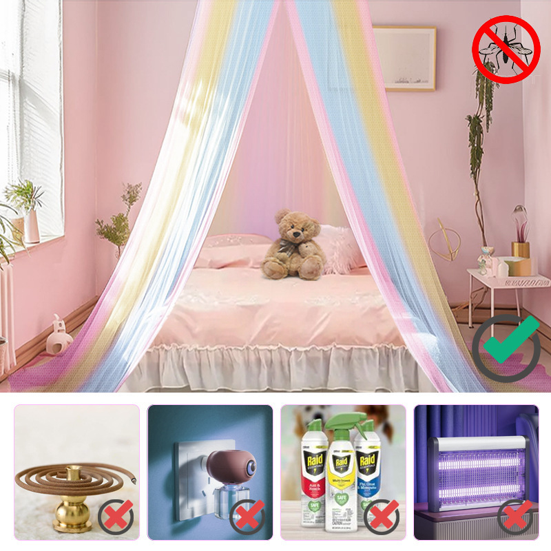 Cama de arco-íris dossel poliéster mosquiteiro princesa cortinas de teto decoração do quarto para meninas crianças cama decoração do quarto