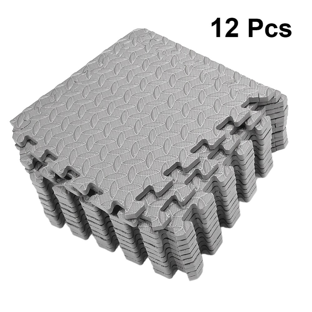 12Pcs EVA Leaf Grain Floor Mats Splicing Mats Patchwork Rugs Thicken Shock Absorption Floor Pads for Gym Dance Room Workouts (Gr