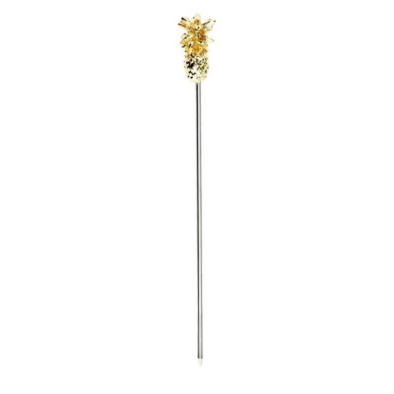 Stainless Steel Swizzle Sticks Fruit Pineapple Stick Cocktail Pick for Kitchen Bar Accessory: Gold 5pcs