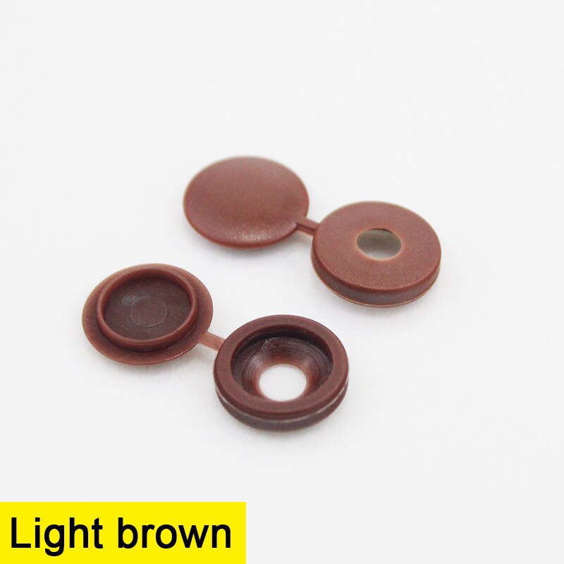 100Pcs Hinged Plastic Screw Cap Cover Fold Snap Protective Cap Button For Car Furniture Decorative Nuts Cover Bolts Hardware: Lightbrown100pcs