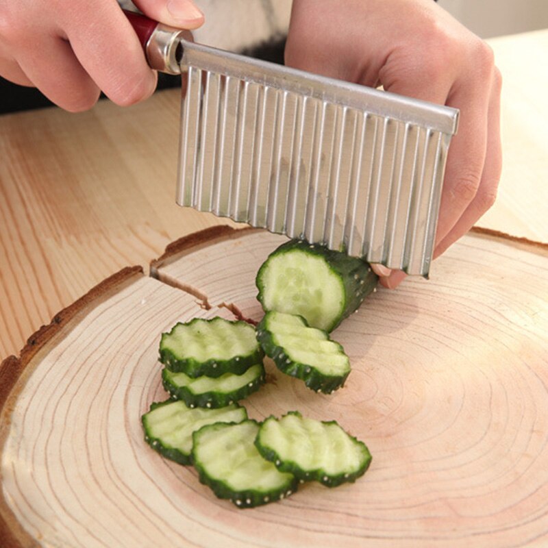 Helicóptero francés Fry fabricante de acero inoxidable de cortador de patatas Chip masa vegetal de la fruta de la arruga ondulado cortador cuchillo de la patata