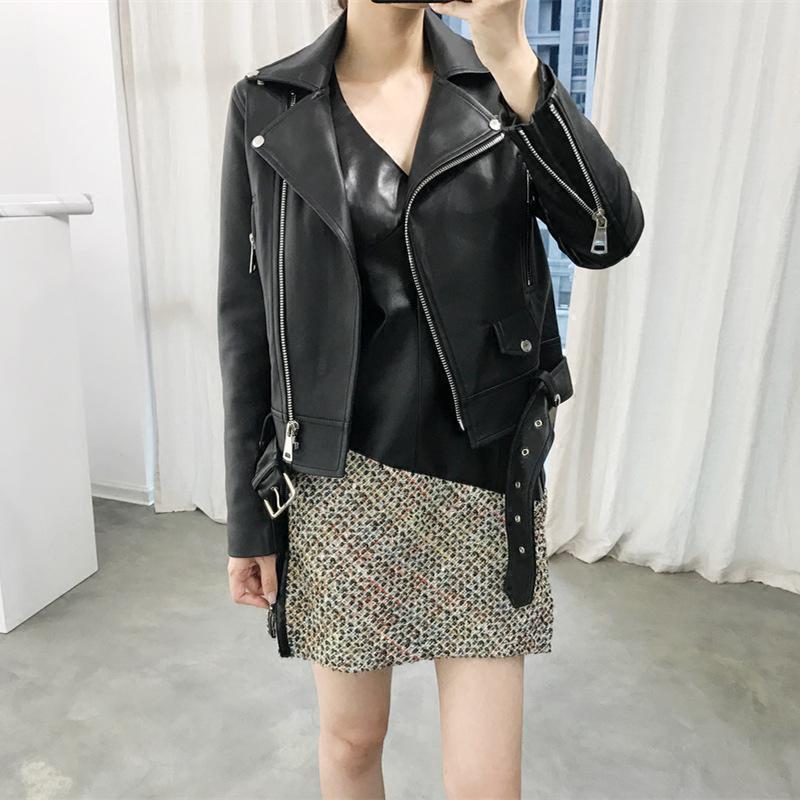 Women Faux Leather Jacket Slash Black Moto Leather Jacket Casual Slim Fall Outwear Street PU Jackets: M