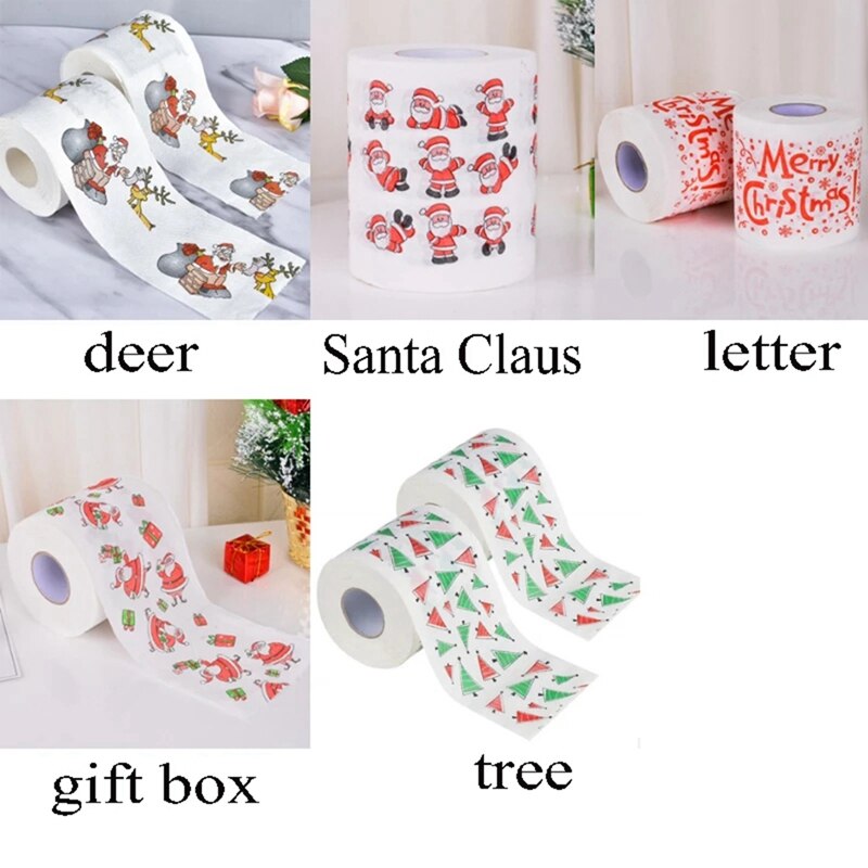 5 Styles Santa Claus Paper Roll Tissue Paper Towels Christmas Decorations Xmas Santa Office Room Toilet Paper 5 Roll