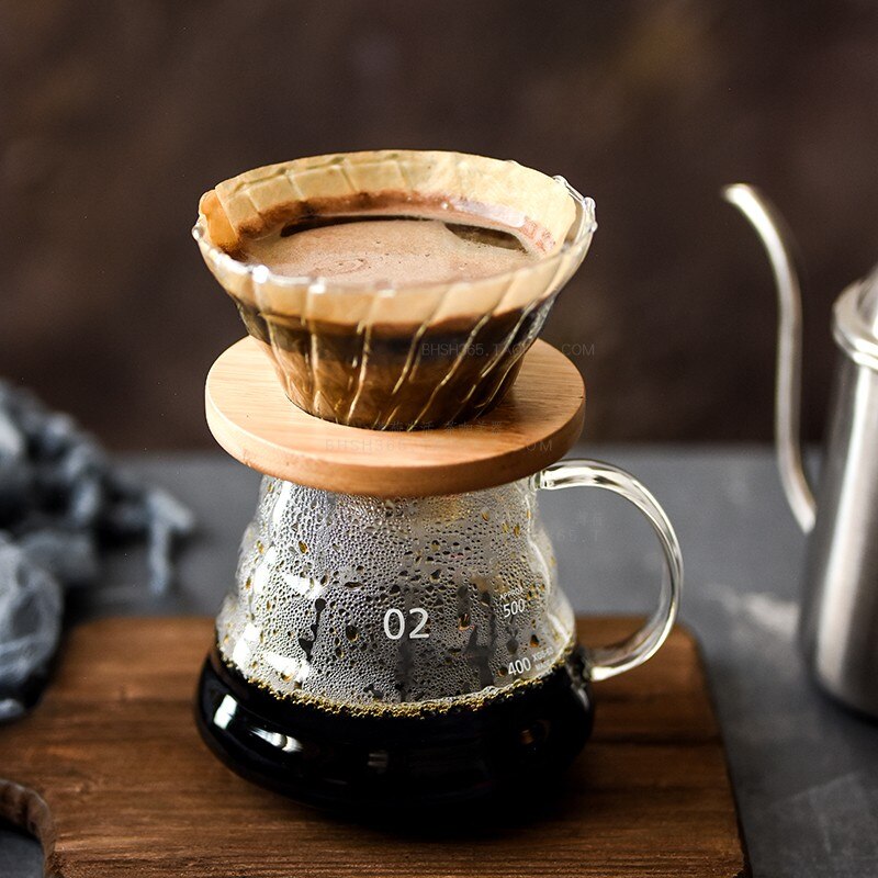 V60 Pour Over Glass Coffee Pot,Drip Coffee Pot,Glass Portable Heat Resistant Coffee Pot & Coffee Kettle with Handle