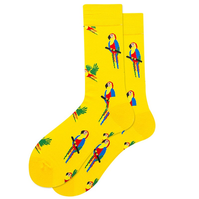 1pair Autumn Winter Funny Unisex Men Art Socks Cotton Cartoon Strawberry Parrot Rope Sunflower Biohazard Geometric Funny Socks: 7