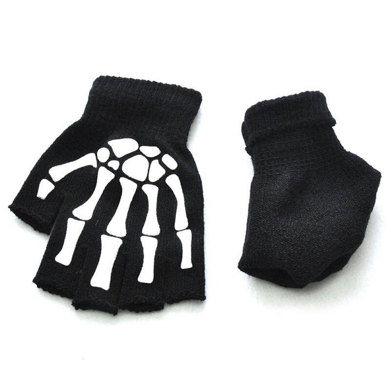 Halloween-stijl handschoenen horror schedel klauw bot skelet halve handschoenen nieuwigheid unisex wanten handschoenen winter handwarmer