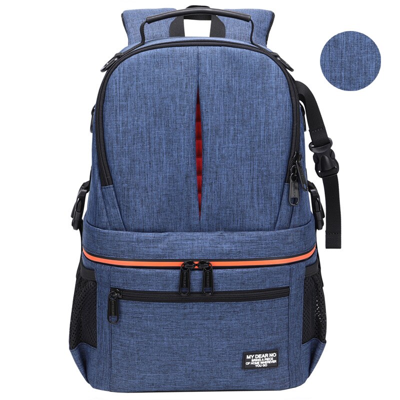 Vanntett kamera dslr skuldre ryggsekk med reflekterende stripe videostativ bæreveske menn kvinner fotografering utendørs reiseposer: Blå (oxford)