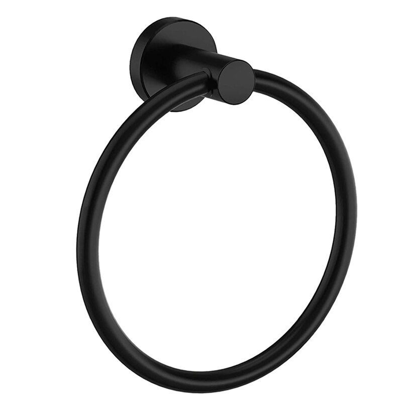Toallero redondo Simple de mano para baño, toallero colgante de pared, Hardware de baño, color negro: Default Title
