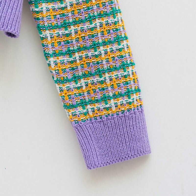 Cardigan kvinder farverige plaid tre farver enkelt breasted v-hals udsøgt chic koreansk stil slank