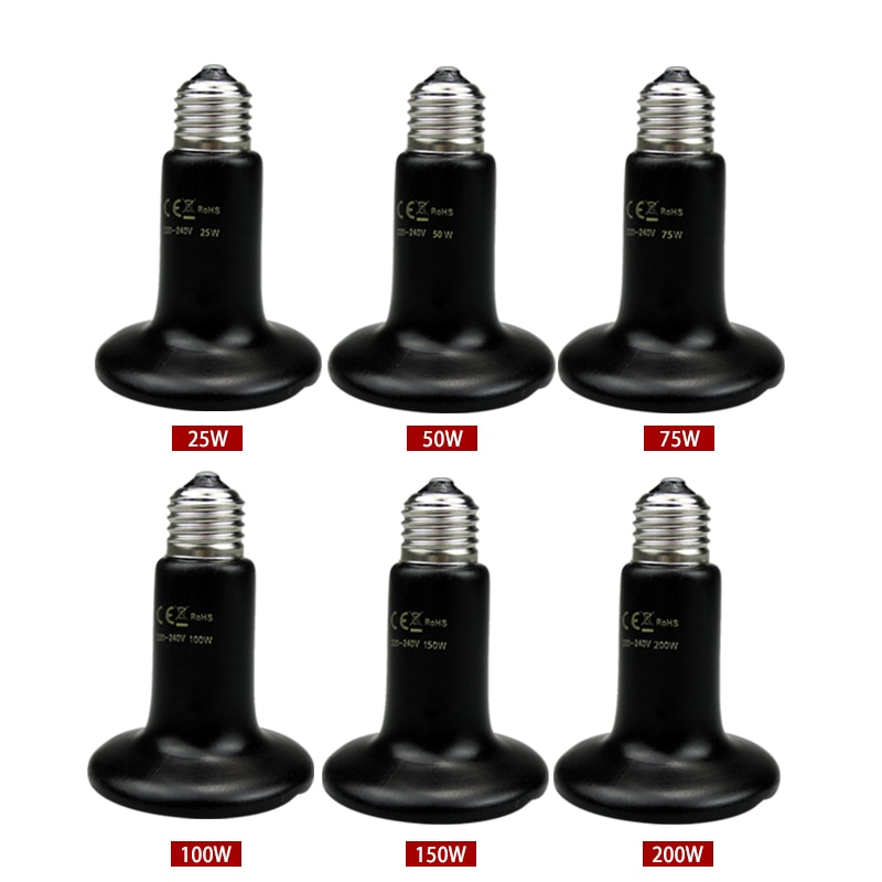 Lámpara de calor infrarrojo lejano para mascotas, calefactor de bombilla de 220v, reptil de infrarrojos, Reptiles, lagarto, Ceramica Heat