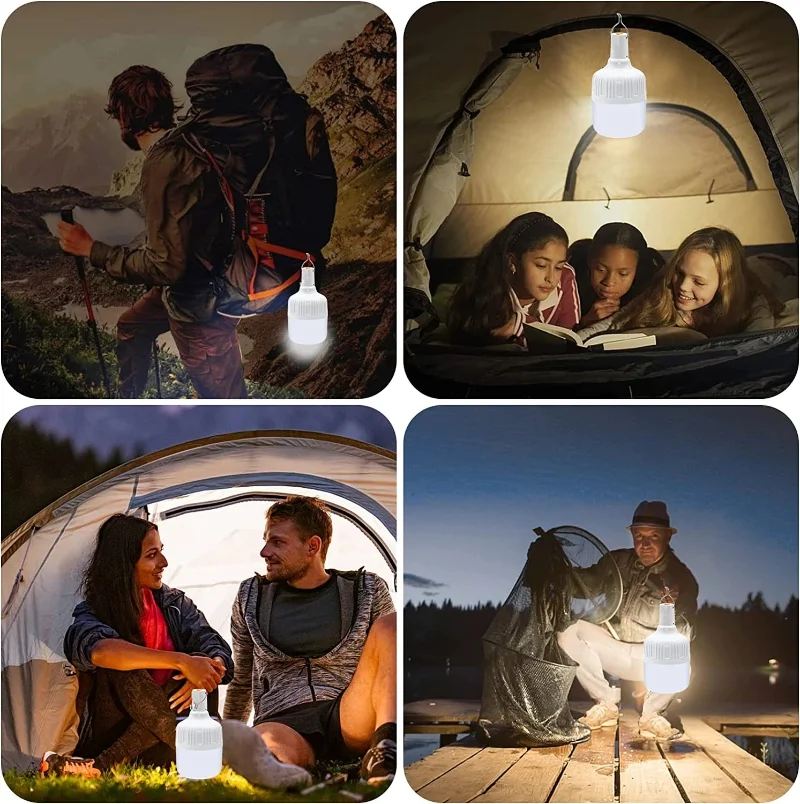 USB wiederaufladbare LED Notbeleuchtung Haus draussen tragbare Laternen Notfalllampe Glühbirne Batterie Laterne BBQ Camping Licht