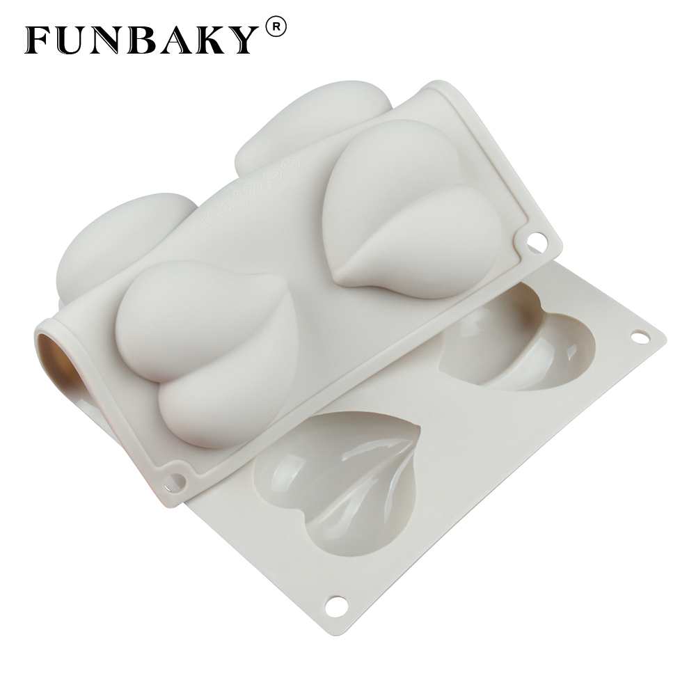 FUNBAKY 8 Cavity Heart Silicone Mold Cake Decorating Tools For Baking Cupcake Truffle Moulds Bakeware Forms