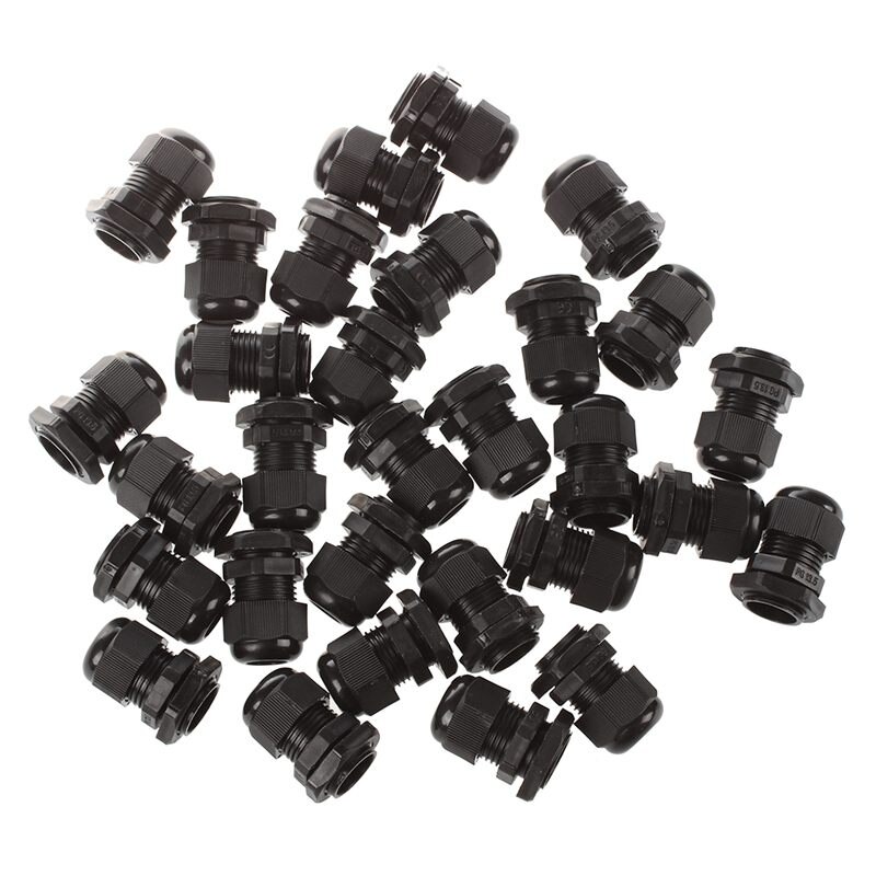 ! 30 Pcs PG13.5 Black Plastic 6mm to 12mm Dia Cable Glands Fastening Connector: Default Title